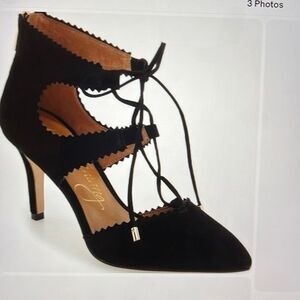 ARTURO CHIANG Women’s Black Suede Lace-Up Cutout Heels Size 9.5